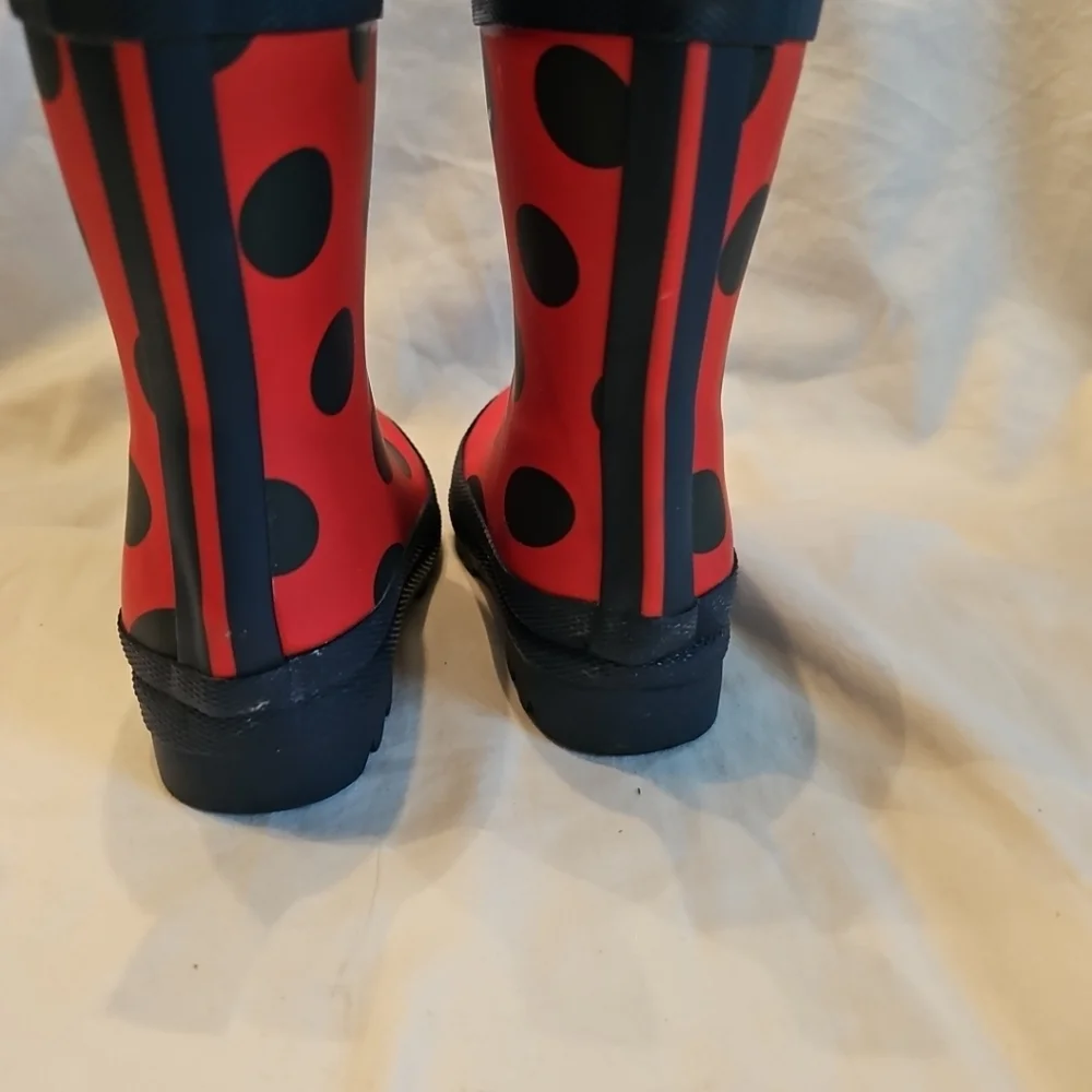 Hatley KIDS RED BLUE POLKA‎ DOT RAIN BOOTS SIZE 5